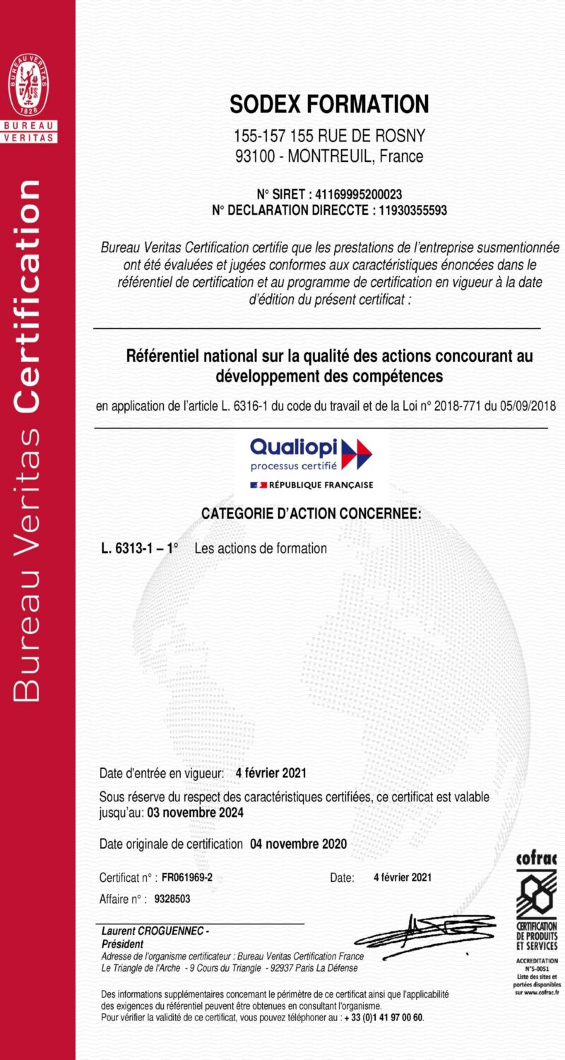 Certificat Qualiopi