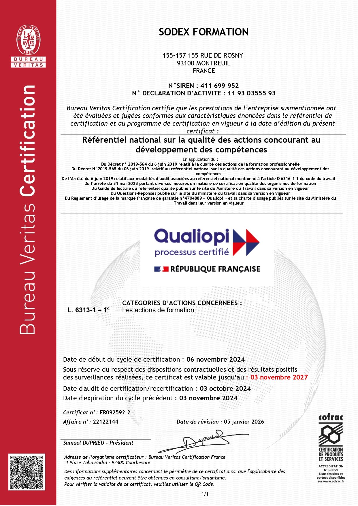 Certification Qualopi Sodex formation